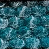 Teal fabric texture with interwoven white wisps, displaying a dense, organic pattern and indistinct facial shapes, labeled “egoitaliano puffo 803”.