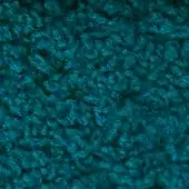 Teal looped fabric texture with a three-dimensional, knitted structure; egoitaliano “lamby” textile sample detail visible.