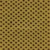 Floral fabric texture with dark brown motifs on golden-yellow, dense woven pattern, slightly raised surface, warm earthy tones, egoitaliano "(e)" line.