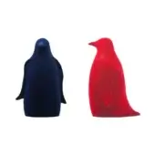 Distinguished Adriani e Rossi Pingo sculpture, a ceramic penguin with sumptuous ruby velvet and matte finish