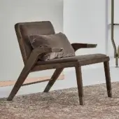 Distinguished Bontempi Lady Lounge chair in muted brown with textured matte wood and refined metal accents
