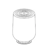 Coffee table, cylindrical shape, wood grain top, black line drawing, minimalist design, circular base, schematic illustration.