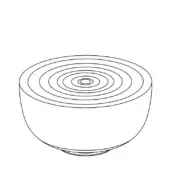 Coffee table h2o – size c, black line drawing, cylindrical shape, concentric rings, circular base, schematic illustration.