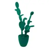 Cactus in pot, emerald green, matte finish, asymmetrical paddle segments, rounded form, minimalist decorative design, diffused lighting.