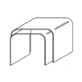 Nested tables black and white line drawing, curved minimalist design, U-shaped base, layered effect, studio shot.