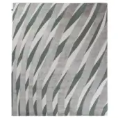 Rug, wool blend, basil green and cream, features twisted parallel bands, dark gray trim, soft gray background, plush texture, studio lighting.