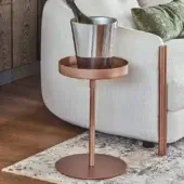 Exceptional Bontempi Lift side table crafted in metal with a muted copper finish for Italian luxury