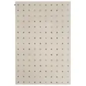 Rectangular Rugiano “jc bubbles” rug, cream with dark gray circles, repeating bubble pattern, short dense pile, neutral palette, studio shot.