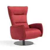 Elegant Egoitaliano Mira lounge chair with terracotta textile upholstery and polished steel swivel base