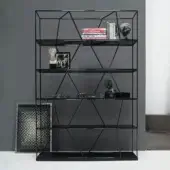 Exceptional Bontempi Lexington bookcase crafted in Italy with sleek metal and matte black finish, exhibiting a geometric framework