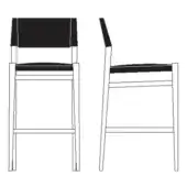 Bar Stool Partially Covered Back