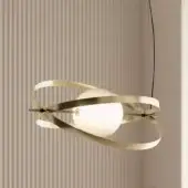 Exceptional Bontempi Papillon suspension lamp crafted in metal with satin finish and frosted glass core