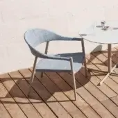 Exceptional Varaschin Clever lounge chair with a gently curved form and durable blue VAR#TEX technical fabric frame