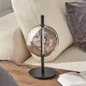 Distinguished Bontempi Sferatus lamp with a gradient from clear to amber glass and matte metal base