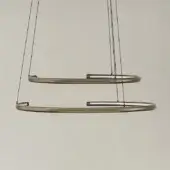 Superior Bontempi Comet suspension lamp crafted with metal in brushed gold creating a bright white light