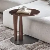 Distinguished Porada Côté side table with dark-toned wood and chevron inlay exhibiting a smooth satin finish