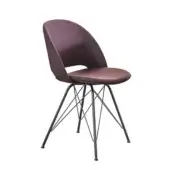 Exceptional Bontempi Polo chair with sculpted metal frame and softly contoured plum textile upholstery