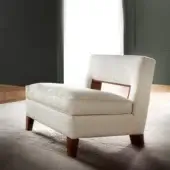 Refined Costantini Pietro Blues lounge chair with solid beech wood frame and light cream fabric upholstery
