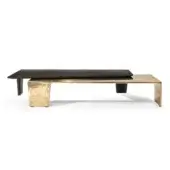 Exceptional Visionnaire Lego coffee table built with interlocking cast aluminum and black concrete volumes with glossy wavy texture