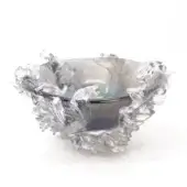 Exceptional Wave Murano Glass plume centerpiece vase crafted in smoky gray glass with captivating iridescent *Iride* finish