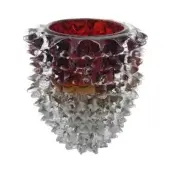 Exceptional Wave Murano Special vase crafted in reddish-brown and amber glass with a textured, spiky exterior using the *Rostrato* technique