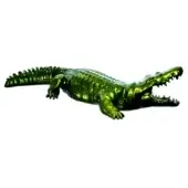 Luxury Juliarte Crocodile sculpture handcrafted from stone powder and fiberglass with a vibrant green chrome finish