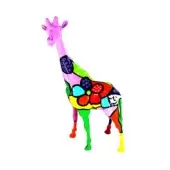 Distinguished Juliarte Giraffe Arti sculpture crafted in stone powder and fiberglass with vibrant floral patterns and a glossy finish