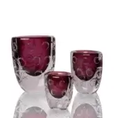 Exceptional Wave Murano Glass Impero vase handcrafted in Italy with amethyst to clear blown glass and glossy finish