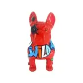 Distinguished Juliarte Seated Bulldog sculpture crafted in stone powder and fiberglass with glossy graffiti-style paint