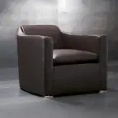Superior Erba Profile lounge chair with dark brown leather upholstery and a smooth matte finish built with steel feet