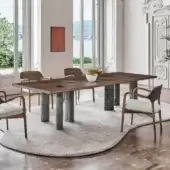 Harmonious Porada Osmose table crafted in canaletto walnut with marble inserts and matte finish