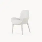 Exceptional Visionnaire Opus armchair with textured light neutral fabric and curved cylindrical bands built with stainless steel base
