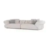 Distinguished Visionnaire Walker sofa upholstered in light beige textured fabric with enveloping goose down quilt and Memory Foam seat cushions