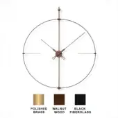 Bilbao Premium - Walnut Wood box and hands with Polished Brass details - Black Fiberglass ring