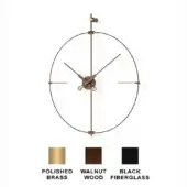 Mini Bilbao Premium - Walnut Wood box & hands with Polished Brass details - Black Fiberglass ring