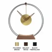 Mini Aire - Polished Brass box - Natural Walnut Wood hands & base - Black Fiberglass rings