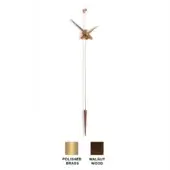 Punto y Coma G - Polished Brass box - Solid Walnut Wood hands & pendulum