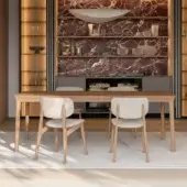 Distinguished Dallagnese Smooth table crafted in medium-tone brown solid wood with a smooth finish for contemporary spaces