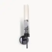 Elegant Visionnaire Milano wall lamp with gray marble and grooved steel in a dark satin metallic finish