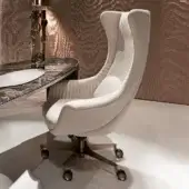 Superior Visionnaire Planet Office chair with quilted beige leather upholstery and satin bronze five-star swivel base
