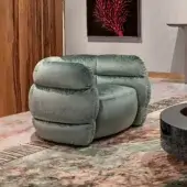 Lavish Visionnaire Bomber lounge chair fully upholstered in textured dusty teal textile with multilayer wood and solid fir frame