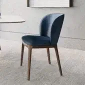 Distinguished Dallagnese Gulp chair with deep navy textile upholstery and a satin finished wooden base