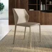 Exceptional Dallagnese Tailor chair with neutral beige hard leather upholstery and a discreet metal core build