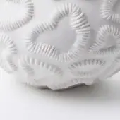Distinguished FOS Ceramiche Antholia vase crafted in white biscuit porcelain with a textured madreporic exterior and matte finish