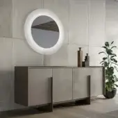 Distinguished Dallagnese Katana sideboard with stoneware or wood top and sleek metal base in matte gray finish