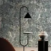 Elegant LondonArt Felidi wallpaper presents intertwined feline figures in a grayish-blue palette with a subtly textured finish