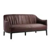 Exceptional Potocco Blossom sofa crafted in dark brown leather with matte finish and refined backstitching