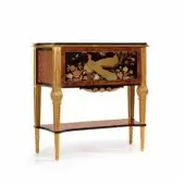 Distinguished Zanaboni W015 vanity crafted with ebony wood, copper, zinc, brass, gilded detailing and a glossy finish
