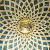 Blue Stone - Blue Stone background - Fossil Stone & Gold Mother of Pearl outline