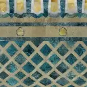 Blue Stone - Blue Stone Background, Fossil Stone & Gold Mother of Pearl Outline